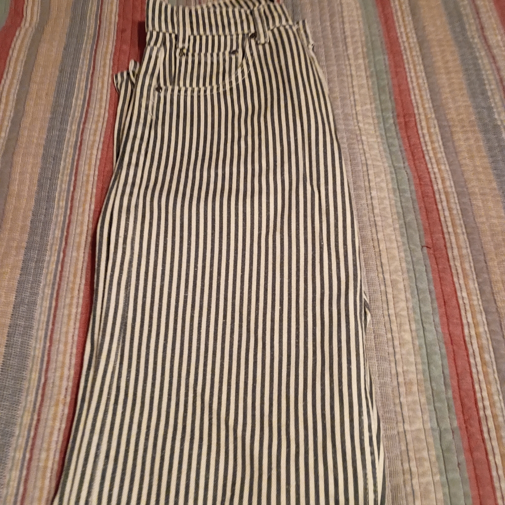Anine Bing Black and White Striped Chinos